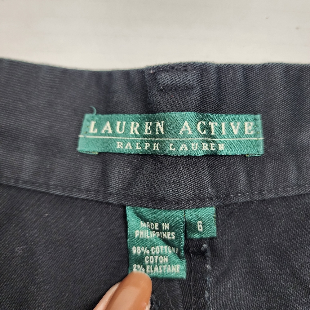 Lauren Active Ralph Lauren Black Cotton Stretch Pants Zip Pockets Size 6 - Picture 2 of 11